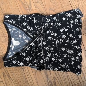 Max Studio Floral Sleeves Top Sheer Trim L